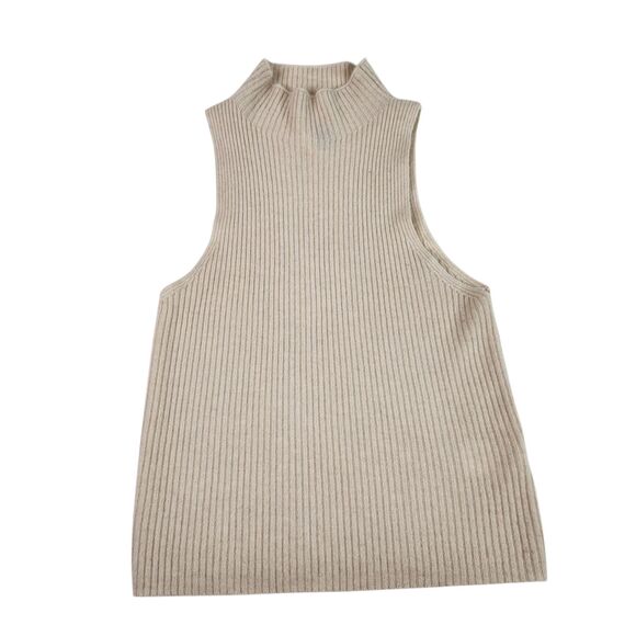 MAEVE Anthropologie Sweater Womens Medium Petite Cream Cashmere Ribbed Knit - Picture 4 of 15